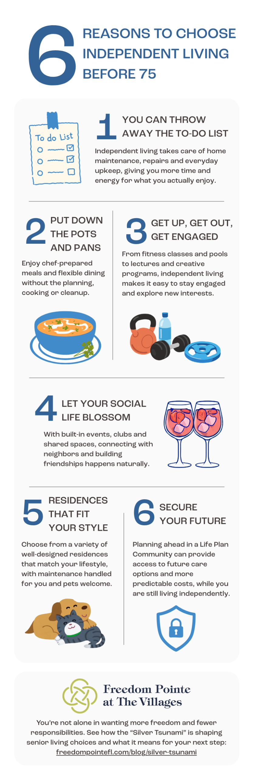 6 Reasons To Choose Independent Living Before 75 Infographic