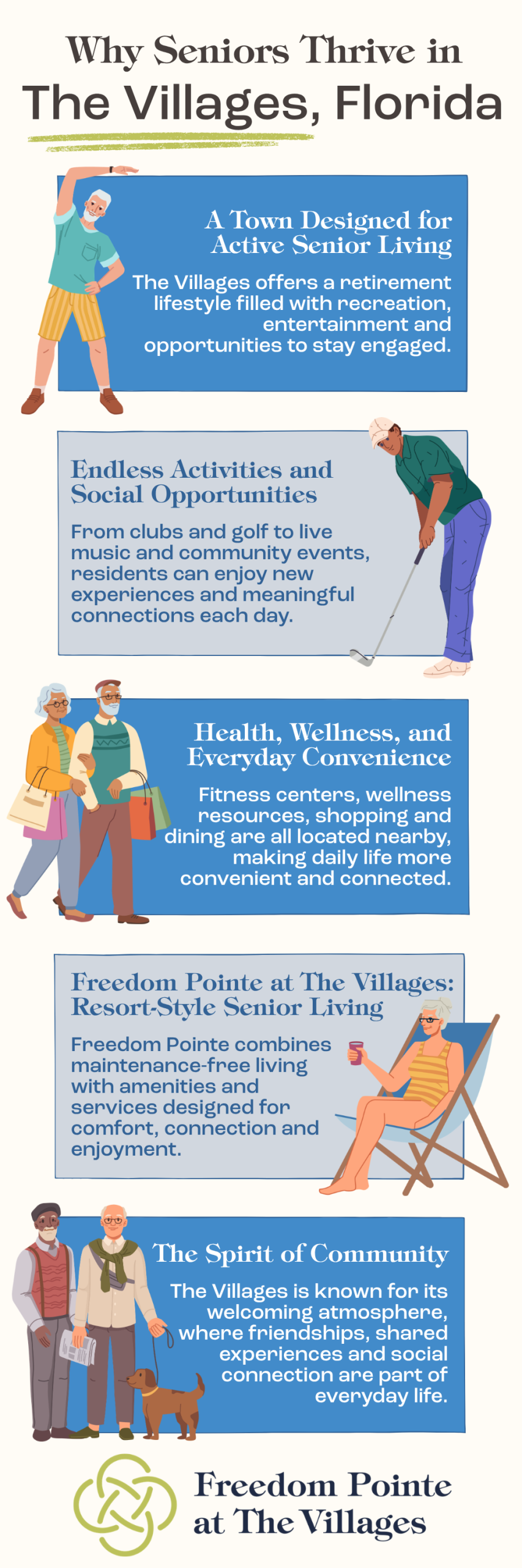 Why Seniors Thrive in The Villages, Florida infographic