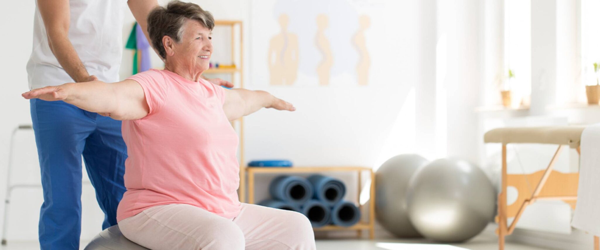 Senior woman doing physical therapy